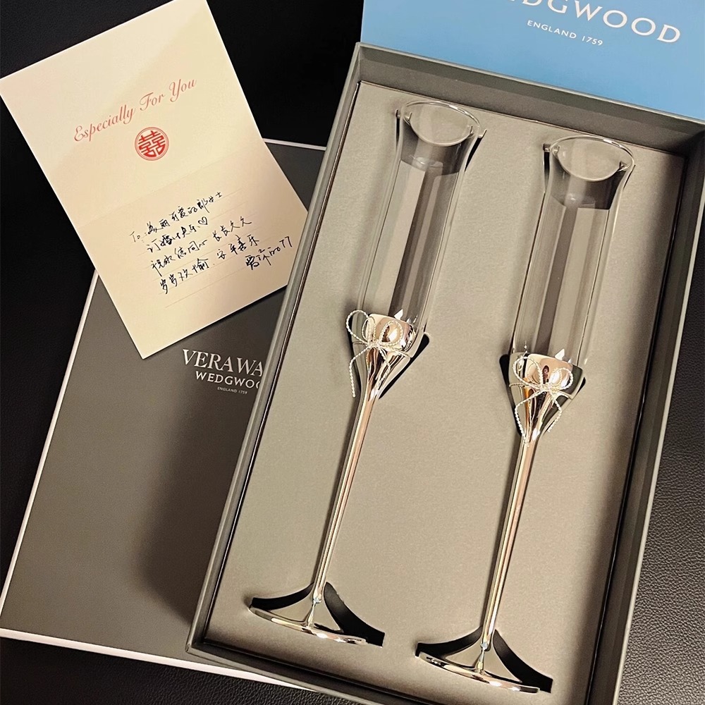 Crystal Wine Glass - Love Knot Champagne Glass Couple Red