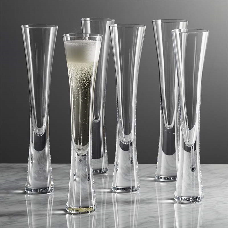 Crystal Wine Glass - Handleless Champagne Glasses Glitter Flutes Clear
